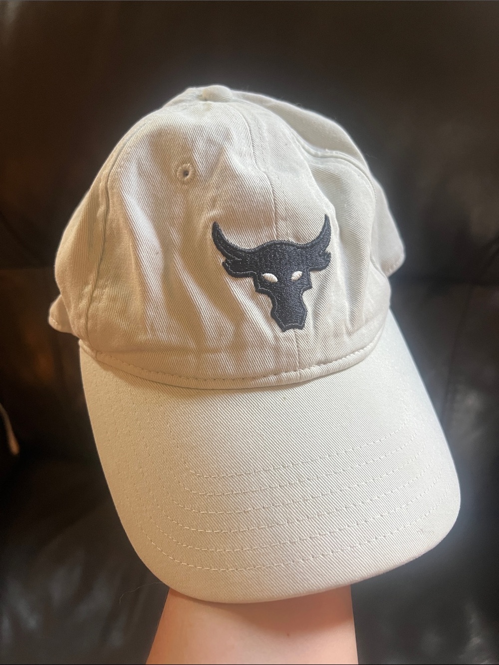 Under Armour Beige Hat with Black Bull Logo